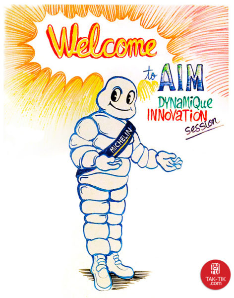 TAK-TIK Visual Solutions graphic facilitation for Michelin regional market facilitation workshop in New Delhi. live drawing of contents into visual