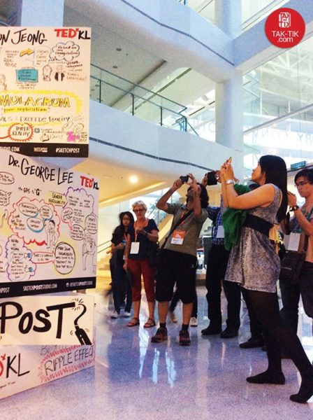 TAK-TIK Visual Solutions turned speeches into 1 big picture in TEDxKL 2014 – The Open Future, Malaysia. Live drawing of your event into 1 big picture