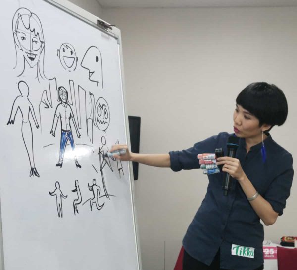 TAK-TIK 2 days Graphic Facilitation workshop: Visual Tool for Better Way to Work, KL. Incorporate LOG methodology: Listening-Organising-Graphic.